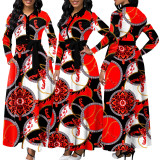 EVE Fashion Print Long Sleeve Maxi Dress SMR-11553