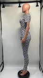 EVE Letter Print Short Sleeve Pants Two Piece Set GDNY-1051