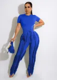 EVE Solid Color Casual Tassel Two Piece Pants Set OD-8548