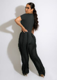 EVE Solid Color Casual Tassel Two Piece Pants Set OD-8548