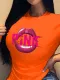 EVE Plus Size PINK Letter Print Short Sleeve T Shirt SXF-30401