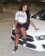 EVE Plus Size Letter Print O Neck Short Sleeve Cropped T Shirt LSD-LD82012