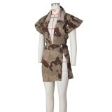 EVE Sleeveless High-cut Camouflage Casual Skirts Set ZSD-0583