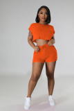 EVE Casual Solid Crop Tops And Short Two Piece Set YD-8723