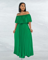 EVE Off Shoulder Chiffon Pleated Maxi Dress With Liner ME-8338