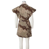 EVE Sleeveless High-cut Camouflage Casual Skirts Set ZSD-0583