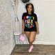 EVE Plus Size Letter Print Short Sleeve Casual T Shirt SFY-2315