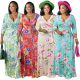 EVE Plus Size V Neck Tie Up Print Dress NK-8625