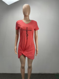 EVE Fashion Casual Printed Short Sleeve Dress ML-7511