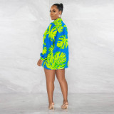 EVE Plus Size Fashion Print Long Sleeve Coats Three Piece Set NY-10458