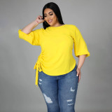 EVE Plus Size Solid Drawstring Tops HNIF-3001