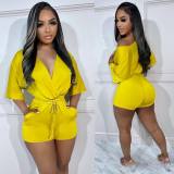 EVE Solid Color Sexy V Neck Romper ORY-5249