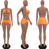EVE Sexy Bikinis Solid Color Halter Three Piece Swimsuit AL-7506