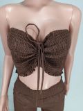 EVE Sexy Drawstring Tube Tops And Shorts Two Piece Set YD-8727