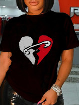 EVE Plus Size Short-sleeved Heart Print T Shirt SXF-30428