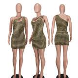 EVE Fashion Slash Shoulder Hollow Out Mini Dress YD-8731