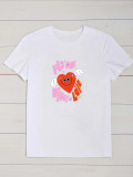 EVE Plus Size Heart Print O Neck T-shirt SXF-30429