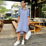 EVE Casual Stripe Short Sleeve Shirt Dress GLF-10127