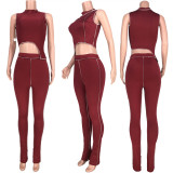 EVE Fashion Sleeveless Irregular Tops And Pants Two Piece Set YACF-5146