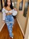 EVE Sexy Wrap Chest Long Sleeve Tops QXTF-8159