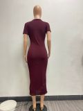 EVE Casual Solid Color V Neck Long Dress NYF-8144