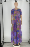 EVE Fashion Print Short Sleeve Maxi Dress ZDF-31272