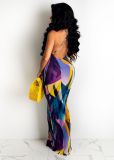 EVE Slim Fit Backless Printed Maxi Dress LSL-6441