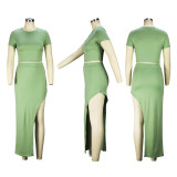 EVE Fashion Short Sleeve T Shirt And Irregular Skirt Two Piece Set XHSY-19572