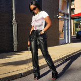 EVE Fashion Slit PU Leather Pants MA-Y560