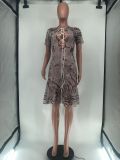EVE Casual Print Hollow Bandage Mermaid Dress GDNY-1004