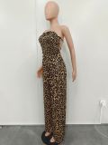 EVE Leopard Print Backless Wide Leg Jumpsuit BN-9428