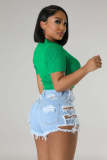 EVE Fashion Hole Irregular Denim Shorts YD-8735