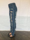 EVE Plus Size Fashion Casual Hole Micro Flare Jeans LX-5533