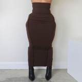 EVE Solid Color High Waist Long Skirt HHF-9132