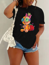 Plus Size Casual Cartoon Print Short Sleeve T-shirt SXF-30502