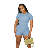 EVE Casual Solid Sport Short Sleeve Shorts Two Piece Set SFY-2305