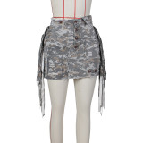 EVE Camouflage Print Tassel Mini Skirt ZSD-0589