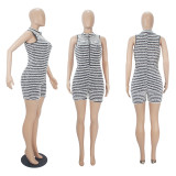 EVE Plush Striped Sleeveless Jumpsuit SHD-9832
