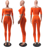 EVE Sexy One Shoulder Button Pants Two Piece Set GFDY-1236