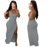 EVE Sexy Backless Solid Color Long Dress GFDY-122