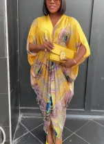 EVE Printed Satin Loose Maxi Dress LS-00395