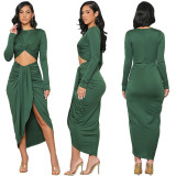 EVE Solid Color Sexy Hollow Tight Midi Dress GFDY-1178