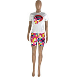 EVE Lip Print T Shirt And Shorts Two Piece Set NYMF-6013