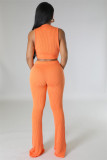 EVE Solid Sleeveless Tops And Micro Flare Pant Two Piece Set FENF-276