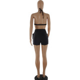 EVE Halter Top Pocket Shorts Sexy Two Piece Set CQF-90123