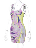 EVE Printed Sexy Sling Slim Mini Dress BLG-D3211743A