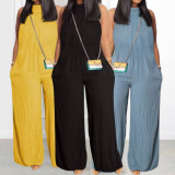 EVE Solid Color Sleeveless Wide Leg Jumpsuit GDNY-2220
