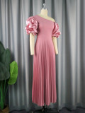 EVE Plus Size Solid Elegant Pleated Dress GKEN-030112