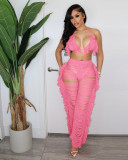 EVE Sexy Knit Tassel Hollow Out Two Piece Pant Sets ZSD-0225