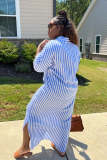 EVE Stripe Half Sleeve Long Shirt Dress XMY-9414